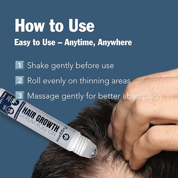 Rosemary Hair Growth Serum Roll-On – 3% Rosemary, 3% Redensyl, DHT-Blocking Scalp Serum for Thicker, Fuller Hair – For Women & Men (30 ml)