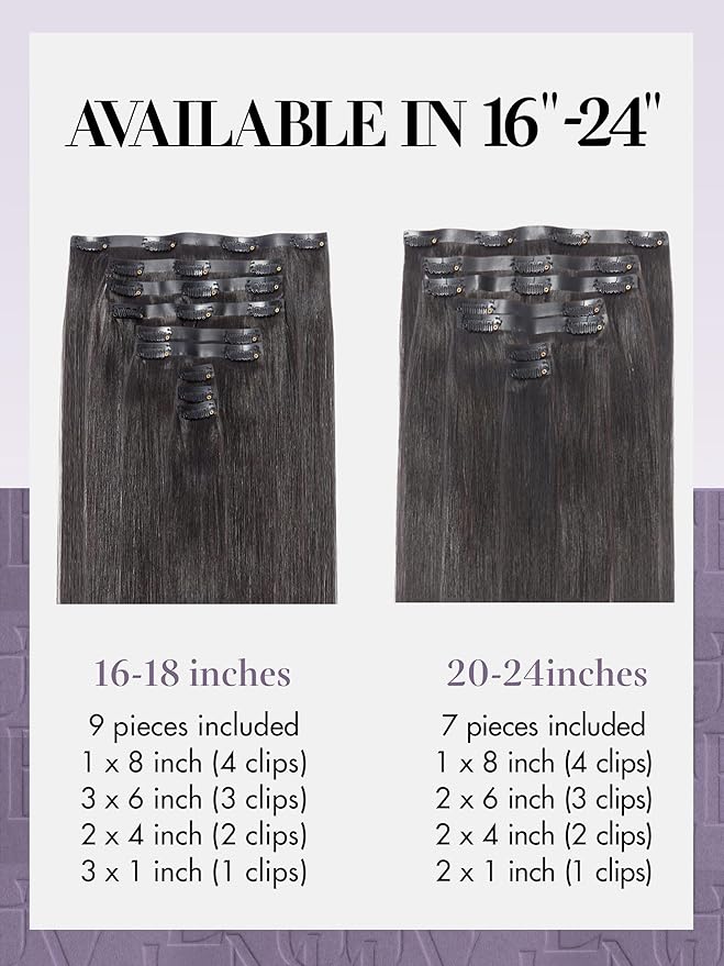 LUVME Clip in Hair Extensions Natural Black Human Hair Extensions Clip ins Silky Straight Hair Extension Real Human 7pcs 135g 28inch
