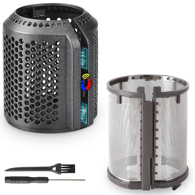 Magnetic Hair Dryer Filter + Inner Filter Cover Replacement for Dyson Supersonic HD01 HD03 HD08 HD15 Hair Dryer Attachment, Hair Dryer Strainer Filter Spare Parts(Gray)