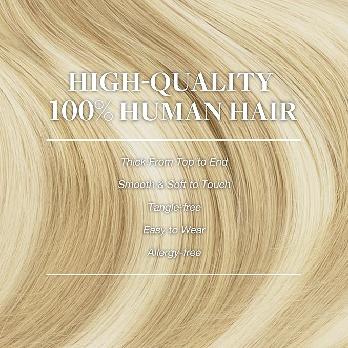 GOO GOO Clip in Hair Extensions Real Human Hair, Remy Human Hair Extensions Clip ins for Women, Natural Human Hair, 18inch 120g 7Pcs, 18D/22F Dirty Blonde Highlights