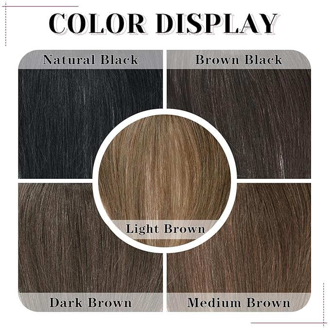 VERNA Real Human Hair Topper, 10 Inch 100％ Human Hair Toppers for Women with Thinning Hair, Large area Coverage Light Brown Hairpiece Wiglet for Daily Wear(8 * 11)