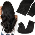 GOO GOO Clip in Hair Extensions Real Human Hair, Remy Human Hair Extensions Clip ins for Women, Natural Human Hair, 18inch 150g 9Pcs, 1B Natural black