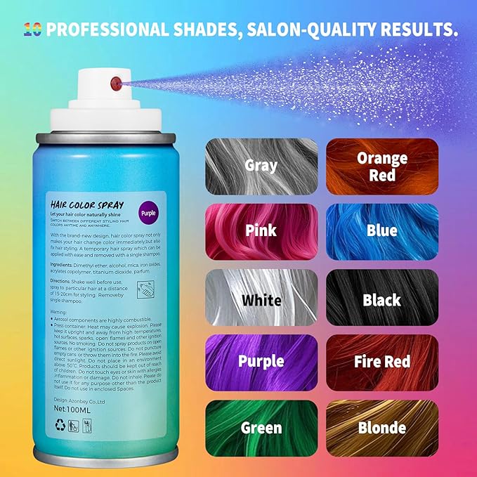 Halloween Hair Spray,Temporary Hair Color Spray for Women Kids Men,Washable Hairspray,Colored Hair Spray,Color Hairspray for Halloween,Party,Cosplay,Christmas Day (03#Purple)