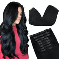GOO GOO Clip in Hair Extensions Real Human Hair, Remy Human Hair Extensions Clip ins for Women, Natural Human Hair, 18inch 170g 9Pcs, #1 Jet Black