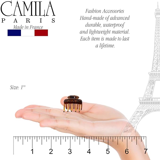Camila Paris CP3/2 French Hair Clip for Women, Set of 2 Small 1 inch Girls Hair Claw Clips Jaw Fashion Durable and Styling Hair Accessories for Women, Strong Hold No Slip Grip, Made in France