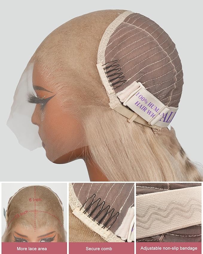Alididi Ash Blonde Wig Human Hair 180% Density Milk Tea Ash Blonde Wig 13x6 Body Wave Hd Thin Lace Front Wigs Human Hair Full And Thicker Pre Plucked Pre Cut Natural Hairline With Baby Hair 26 inch