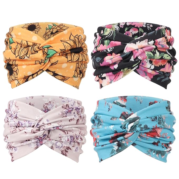 Extra Wide Headbands for Women Large Turban Headband Non Slip Boho Elastic Hairband Hair Twisted Knot Head Bands Accessories