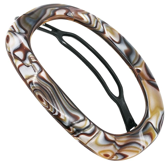 Camila Paris CP3355 French Hair Barrette Clip for Women, Handmade, Onyx, Slide-in Metal-Free Closure, Strong Hold Grip Hair Clips for Girls, No Slip Durable Styling Hair Accessories, Made in France