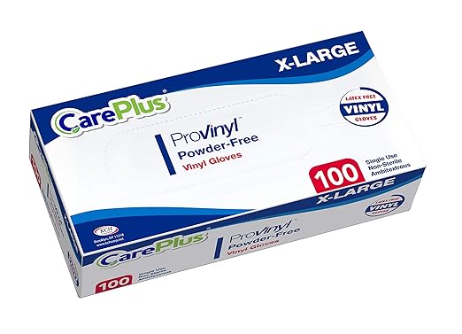 Pro Vinyl Clear Gloves - Extra Large Size, 100 Count | Latex-Free, Powder-Free, Heavy Duty, Non-Sterile, | Food Prep, Kitchen & Cleaning Gloves, Hair Coloring | Ideal for Professional Use
