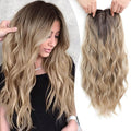 MORICHY Hair Topper for Women with Thinning Hair 20inch Long Wavy HairToppers with Bangs 6.5"x6.5" Large Base Synthetic Wiglets Ombre Dark Blonde