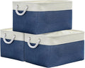 TheWarmHome Organization and Storage Basket for Organizing - X Large 3 Pack 17.7L×13.8W×9.8H in Collapsible Storage Bin for Shelves, Basket for Gifts Empty Toys Organizer Gift (White & Jean Blus)