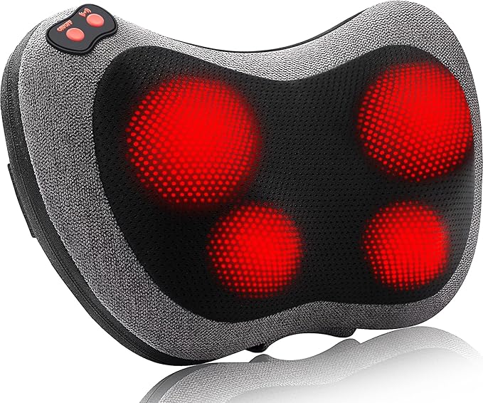 Papillon Shiatsu Back and Neck Massager with Heat, Deep Tissue Kneading,Electric Massage Pillow for Back,Shoulders,Legs,Foot,Body Muscle Pain Relief,Use at Home,Car,Office