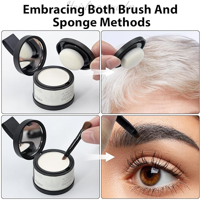 2 Pack Hairline Powder for Women and Men, Used to Root Touch Up Hair Color, Thinning and Gray Hair Coverage and Bald Spots Coverage, White