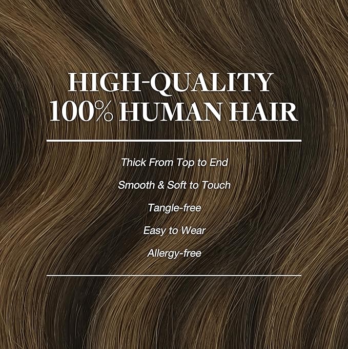 GOO GOO Clip in Hair Extensions Real Human Hair, Remy Human Hair Extensions Clip ins for Women, Natural Human Hair, 18inch 120g 7Pcs, 2/6/2 Balayage Dark Brown to Chestnut Brown