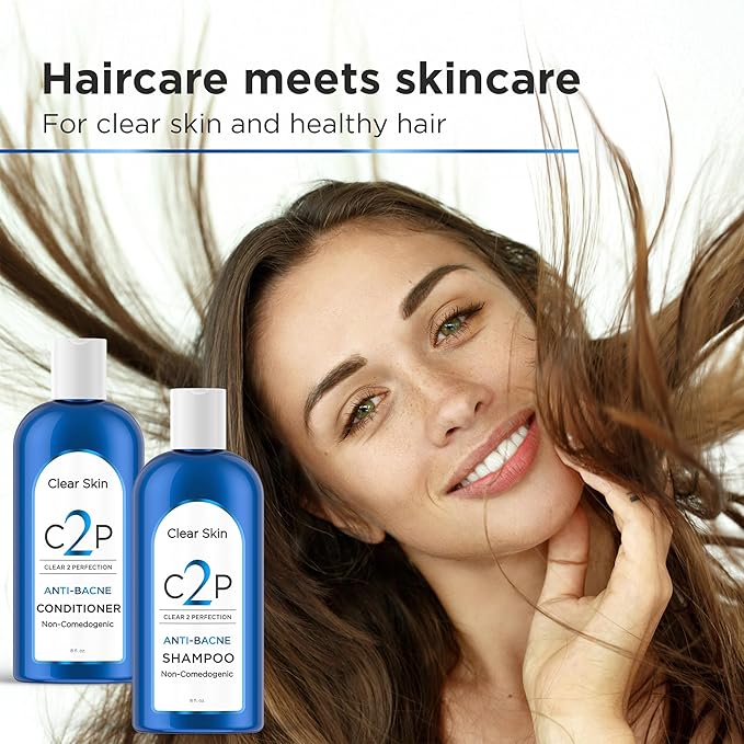 Non-Comedogenic Hair Conditioner by Clear 2 Perfection – Ideal for Acne-Prone Skin, Bacne & Sensitive Scalps – Non Clogging Conditioner