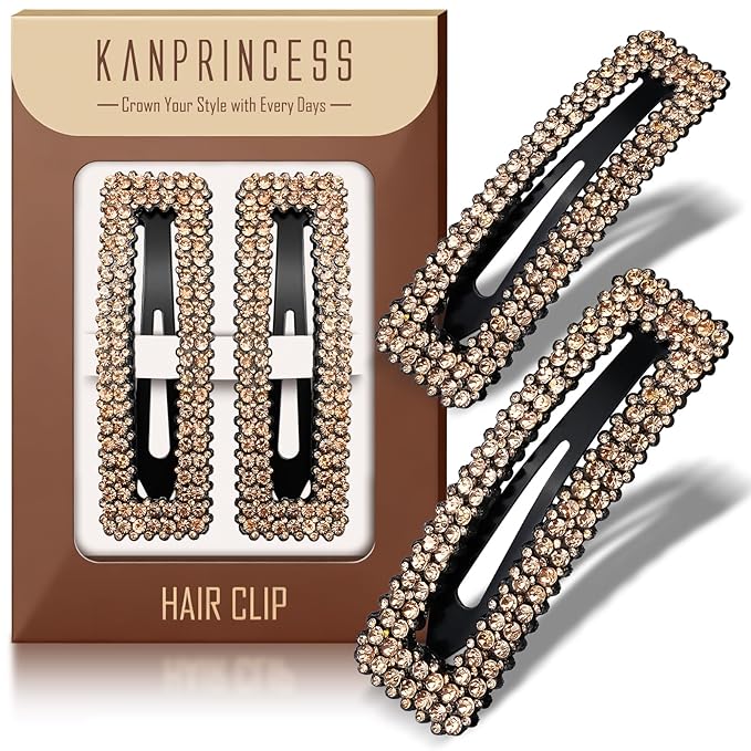 Rhinestone and Crystal Hair Clips 2-Pack, Sparkly Barrettes & Elegant Bling Accessories for Women & Girls(Set8)