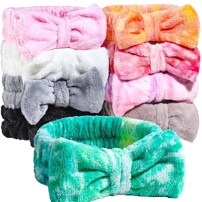 Teenitor Spa Headbands - 9Pcs Face Washing, Skincare and Self Care Puffy and Cute Headbands for Makeup, Girls and Women