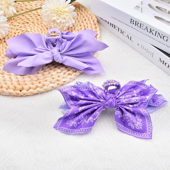 Bow Claw Clips Bow Hair Clips 2PC Purple Big Hair Bows for Women Butterfly Styling Large Hair Clips for Thick Hair for Girls Hair Accessories for Teen