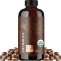 Organic Castor Oil Glass Bottle - 100% Pure Castor Oil Organic Cold Pressed Unrefined Glass Bottle - Extra Virgin Non GMO Hexane Free Cruelty Free Dermatologist Tested and USDA Certified (8 Fl Oz)