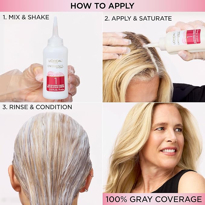 L'Oreal Paris Excellence Crème Permanent Hair Dye, Triple Care Hair Color with Pro-Keratine Complex for 100% Gray Hair Coverage, 10 Lightest Ultimate Blonde, 1 Kit