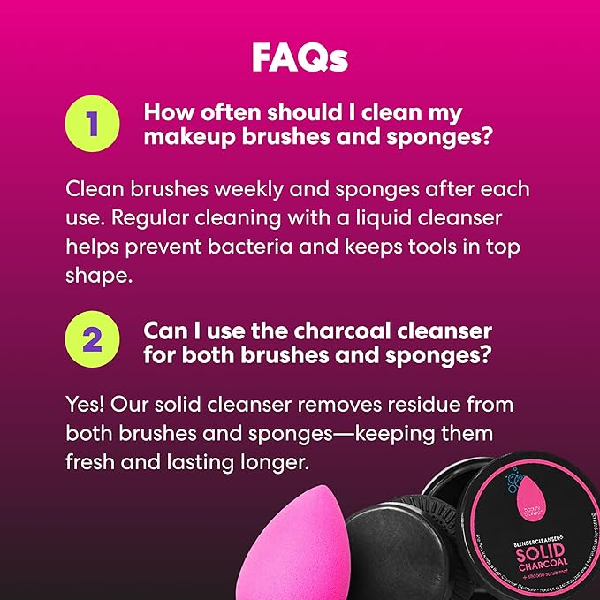 Original Pink Beauty Blender Makeup Sponge & Blendercleanser Solid Charcoal Sponge & Brush Cleanser + Silicone Scrub Mat Charcoal
