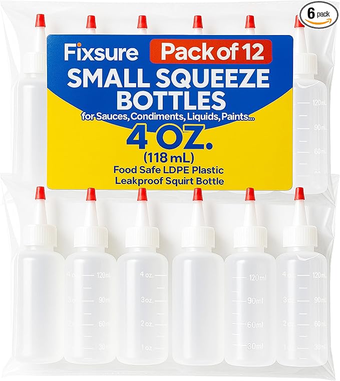 Plastic Squeeze Bottles with Red Tip Cap, 4 Oz Squirt Bottle For Ketchup, BBQ, Sauces, Syrup, Condiments, Oil, Pancake, Cookie Decorating, Dressings, Travel, Camping, Lab, Arts and Crafts (2)