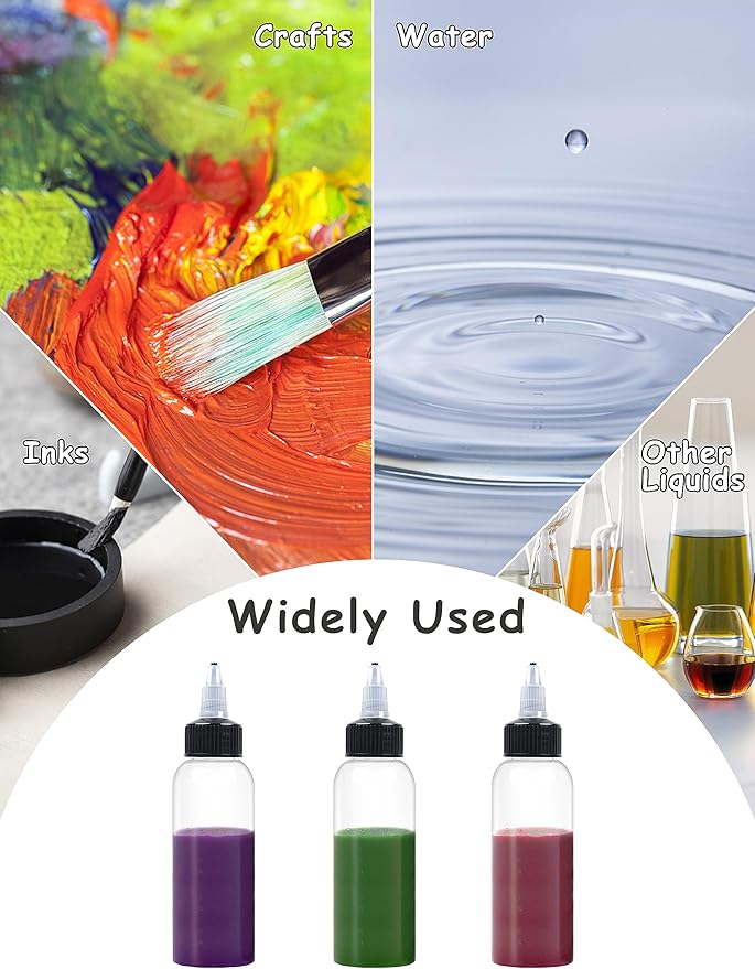 20 Pcs 2oz Plastic Squeeze Bottles with Twist Top Cap, 60ml Clear Dispensing Bottles, Empty Squirt Bottle for Liquids, Sauces, Arts, Crafts, Travel