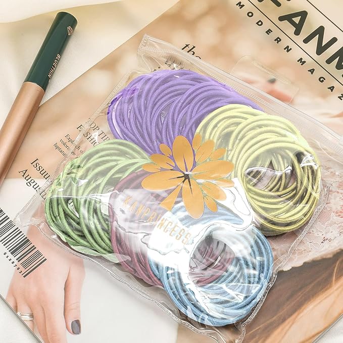 100Pcs Multi-Color Hair Ties For Thick And Curly Hair, Elastic Hair Ties For Women, Men And Girls, No Damage Ponytail Holder Hair Bands(Set6)