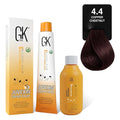 GK HAIR Global Keratin Copper Chestnut 4.4 Hair Color Cream Tube (3.4 Fl Oz/100ml) + 20 Volume Developer (5 Fl Oz/150ml) - Professional Permanent Long Lasting Toner Dye