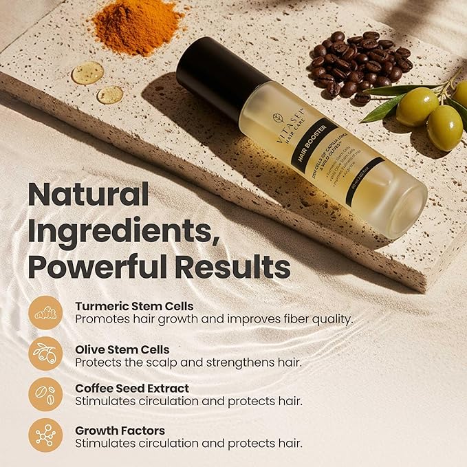 Vitasei Hair Booster 2 Fl Oz (2 Pack) – Hair Revitalizing Serum with Capilia Longa, Wild Olive Stem Cells & Arginine – Peptide-Enriched Hair Tonic Supports Thicker, Stronger Hair – For Women & Men