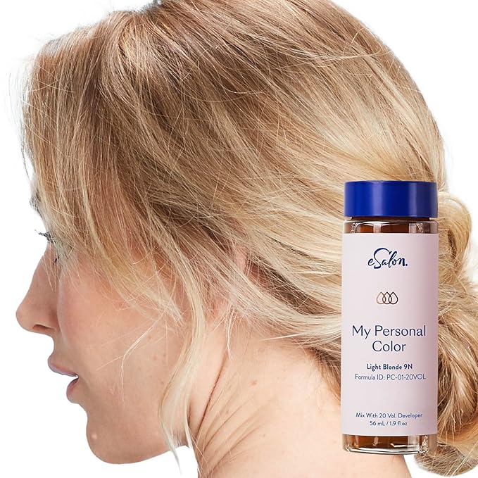 eSalon Permanent Hair Color & Hair Dye Complete Kit - Light Blonde - Personal Colorist Kit for Up To 100% Gray Coverage for All Hair Types - Professional-Grade Ammonia-Free Hair Dye