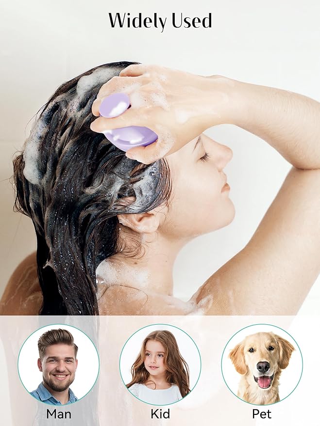 HEETA Scalp Massager Hair Growth 2-Pack, Soft Silicone Scalp Scrubber Shampoo Brush for Exfoliation Dandruff Removal Head Massage Stress Relax, Wet & Dry Use for Women Men Thick Thin Curly Hair Care
