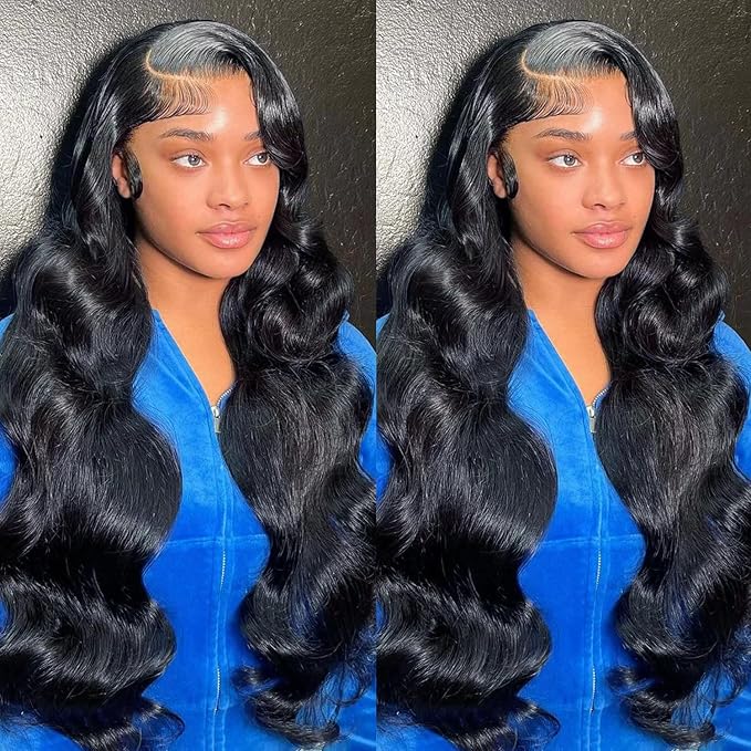 13X6 Body Wave Lace Front Wigs Human Hair 180% Density 26 Inch HD Lace Front Wigs Human Hair Pre Plucked Glueless Wigs for Black Women Frontal Wigs Natural Color