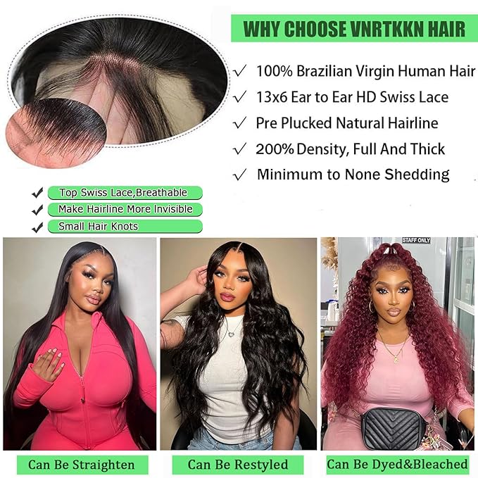 30 Inch 13x6 HD Lace Front Wigs Human Hair 200 Density Deep Wave Lace Front Wigs for Women Glueless Wet and Wave Lace Frontal Wigs Human Hair Pre Plucked Deep Wave Wig 12A Curly Wigs