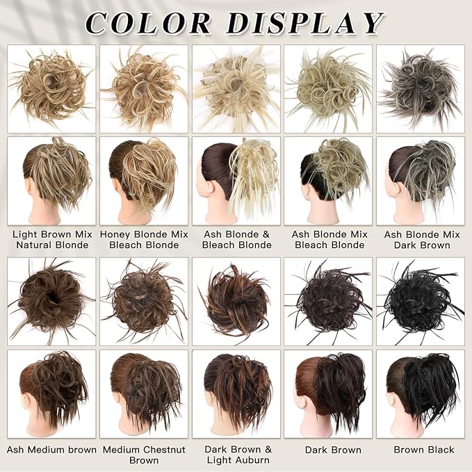 HMD Tousled Updo Messy Bun Hair Piece Hair Extension Ponytail With Elastic Rubber Band Updo Extensions Hairpiece Synthetic Hair Extensions Scrunchies Ponytail Hairpieces for Women