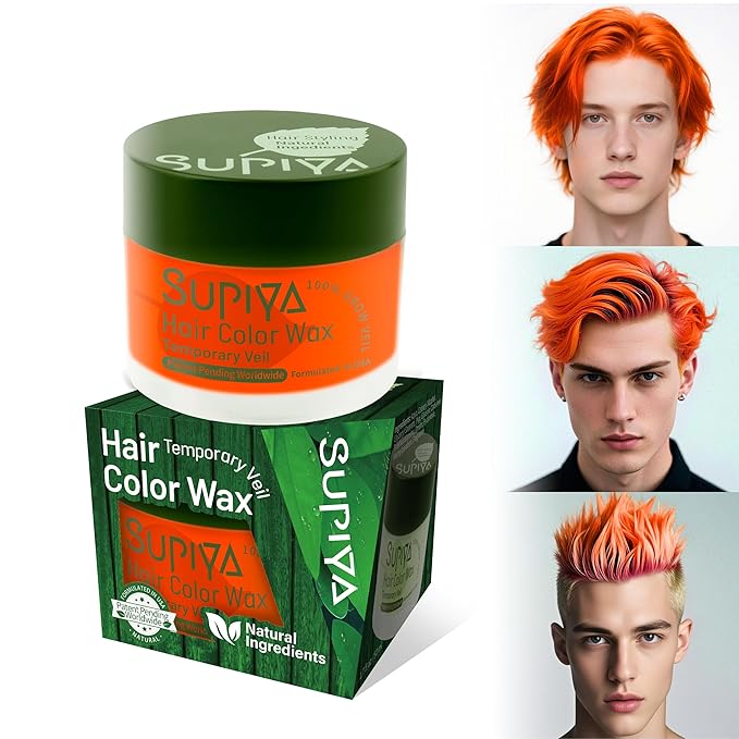 Temporary Hair Color Wax for Men - SUPIYA Washable Hair Wax Color, All-Day Hold Disposable Hair Wax for Party, Cosplay & Daily (Caramel Color #38)