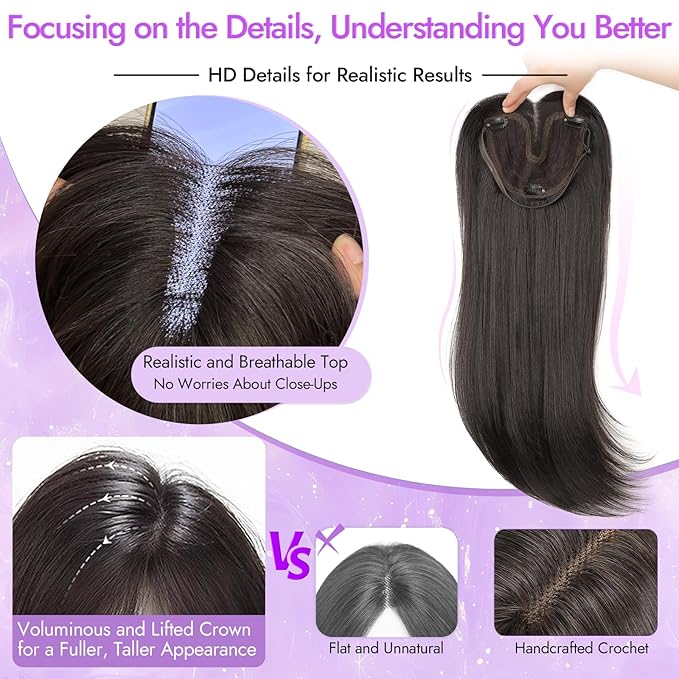 Wine Red with Purple Tones Synthetic Hair Toppers for Women with Thinning 3D 360° Cover Clip in Wispy Bangs Upgraded Adjustable Bandage 24 Inch Long Layered