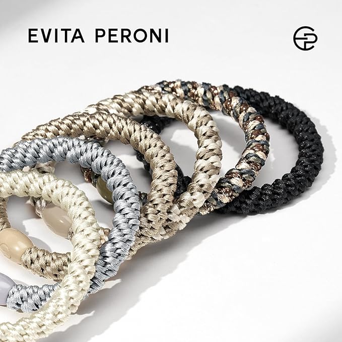 EVITA PERONI Hair Ties 12 Pcs Set, High Elastic Ponytail Holders, Hair Ties No Damage, Elastic Ties for Thick Hair Women Men, Gifts for Mother Sister Girlfriend (Light Coffee)