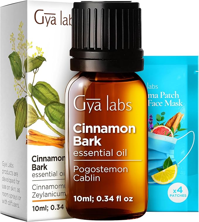 Gya Labs Cinnamon Bark Essential Oil - 0.34 Fl Oz - for Hair, Skin, Diffuser, Aromatherapy & DIY Candle Making Scent