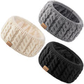 Sofier Winter Headbands for Women 3 Packs Knit Ear Warmers Soft Fuzzy Fleece Lined Cold Weather Ear Muffs Christmas Stocking Stuffers Gifts