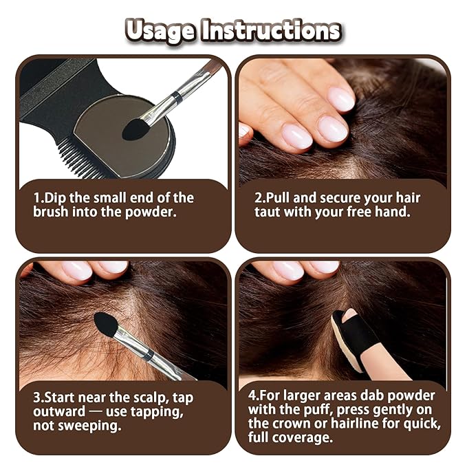 Root Touch Up Powder Hair Color Dark Brown, Root Cover Up Hair Powder for Women Scalp Concealer, HairlinePowder for Women GrayHair