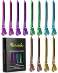 Professional Hair Clips for Styling Sectioning 12 pcs Anti-Slip No-Trace Duck Billed Hair Clips Rustproof Metal Alligator Curl Clips for Salon & Makeup,Mix color