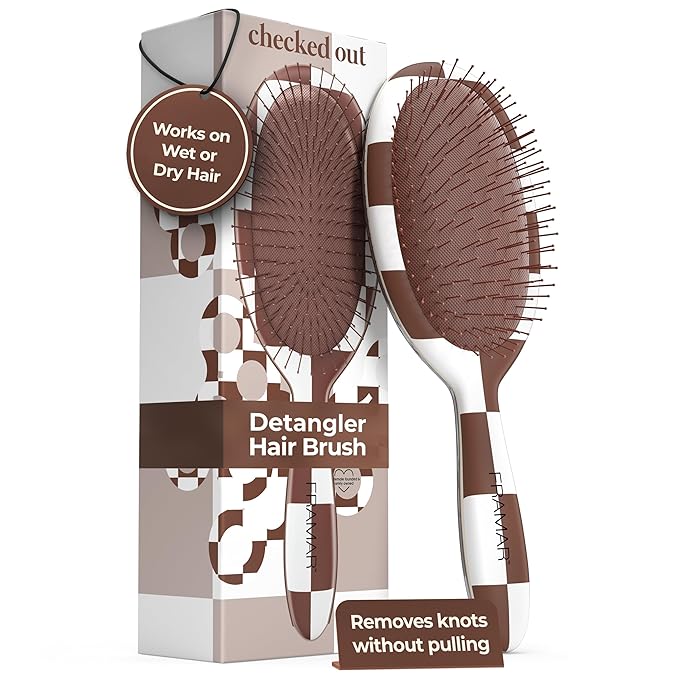 FRAMAR Hair Brush Detangler – Wet Hair Brushes For Women, Womens Hair Brush, Hair Accessories, Hairbrush For Women, Cepillos Para Cabello, Reduces Breakage – Detangle Brush - Chocolate