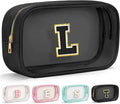 YOOLIFE Birthday Gifts for Girls Kids Makeup Bag Organizer Clear Toiletry Bags for Traveling Women Cosmetic Bags with Zipper Birthday Gifts for 3 4 5 6 7 8 9 10 11 12 13 Year Old Girls Black Initial L