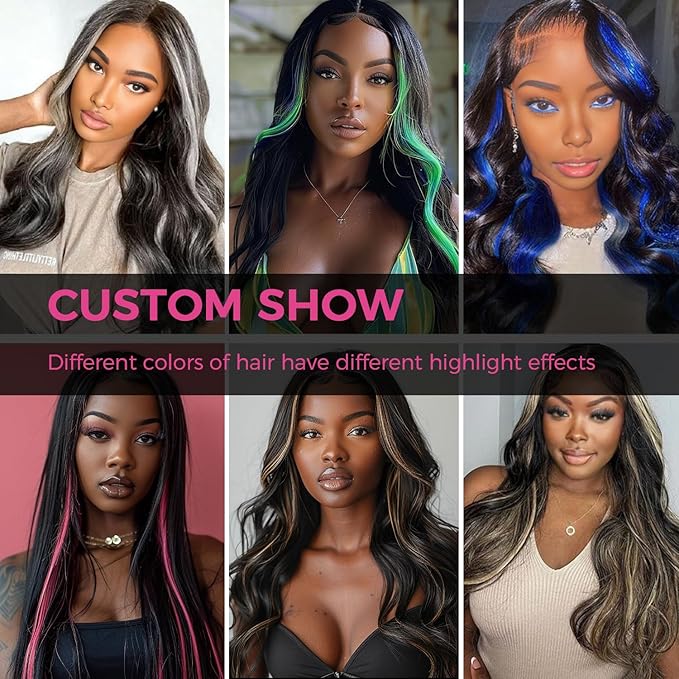 Lashey Seamless Clip in Hair Extensions Human Hair 46g 4pcs 18 Inch Blue Straight Hair Extensions Clip ins with Invisi Edge