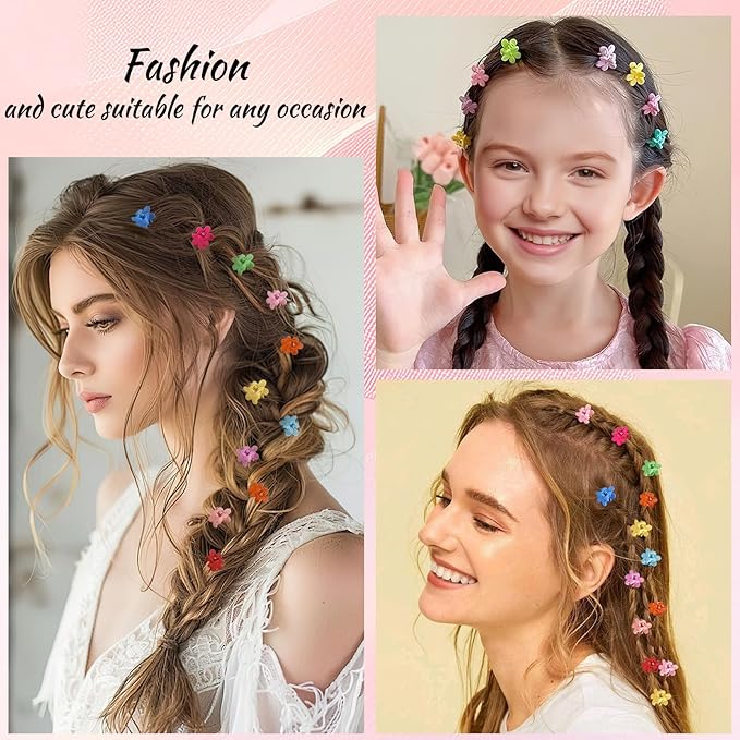 JANYUN 120 Pcs Mini Flower Hair Clips, Colorful Small Hair Claw Clips Cute Tiny Jaw Clips Hair Pins Hair Barrettes Accessories