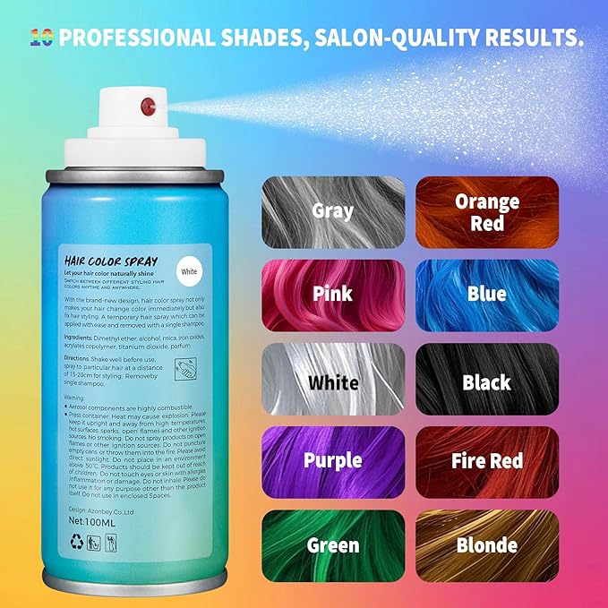 Halloween Hair Spray,Temporary Hair Color Spray for Women Kids Men,Washable Hairspray,Colored Hair Spray,Color Hairspray for Halloween,Party,Cosplay,Christmas Day (06#White)