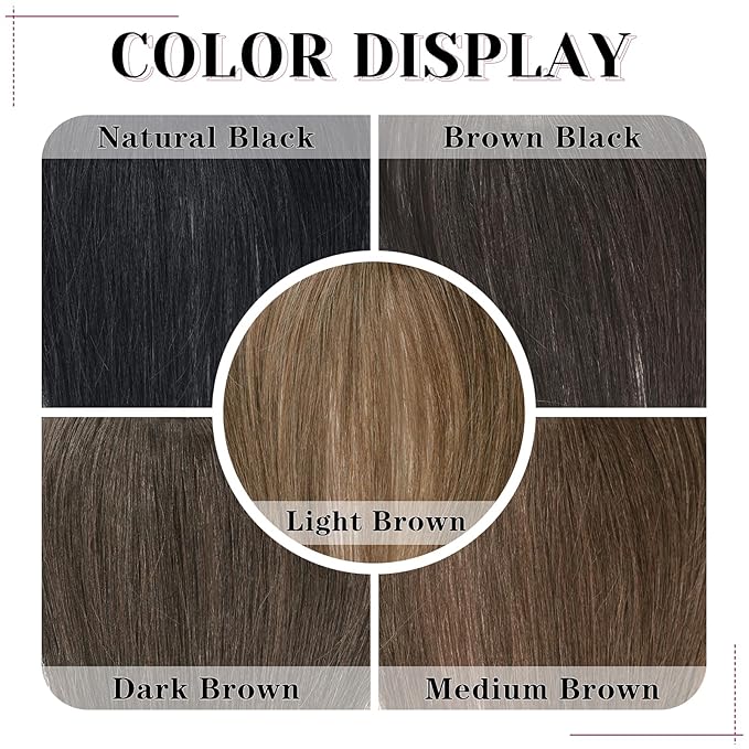 VERNA Real Human Hair Topper, 10 Inch 100％ Human Hair Toppers for Women with Thinning Hair, Large area Coverage Medium Brown Hairpiece Wiglet for Daily Wear(8 * 11)