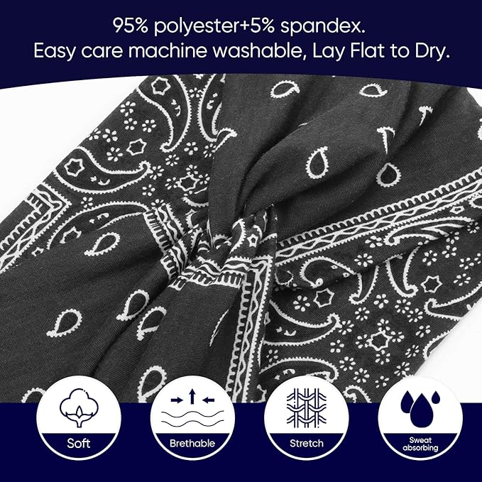 Extra Wide Headbands for Women Large Turban Headband Non Slip Boho Elastic Hairband Hair Twisted Knot Head Bands Accessories