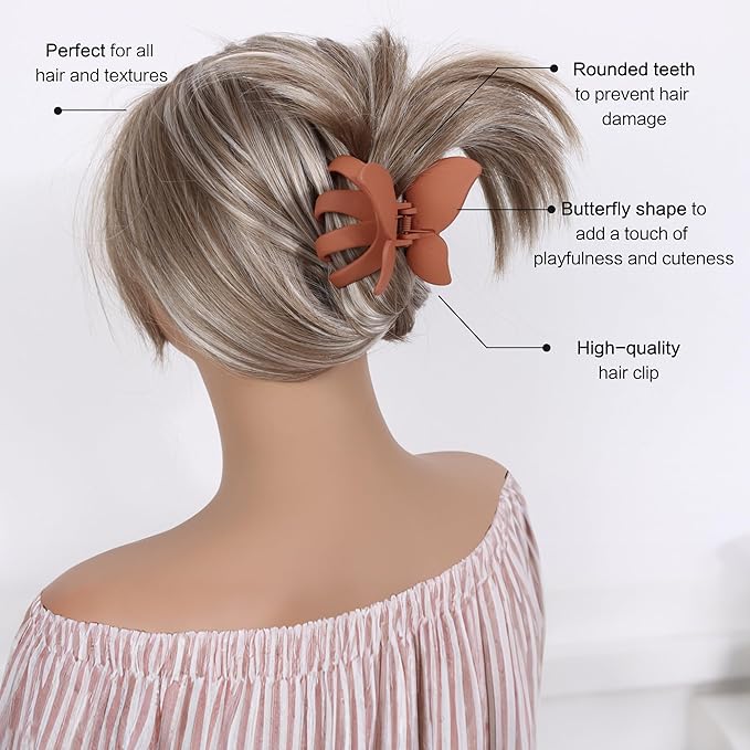 Large Butterfly Hair Claw Clips Octopus Claw Clips for Long Thick Thin Wavy Curly Hair, Strong Hold Non-Slip Grip Hair Accessories for Women 4 PCS（Black,Navy Blue,brown,Orange）